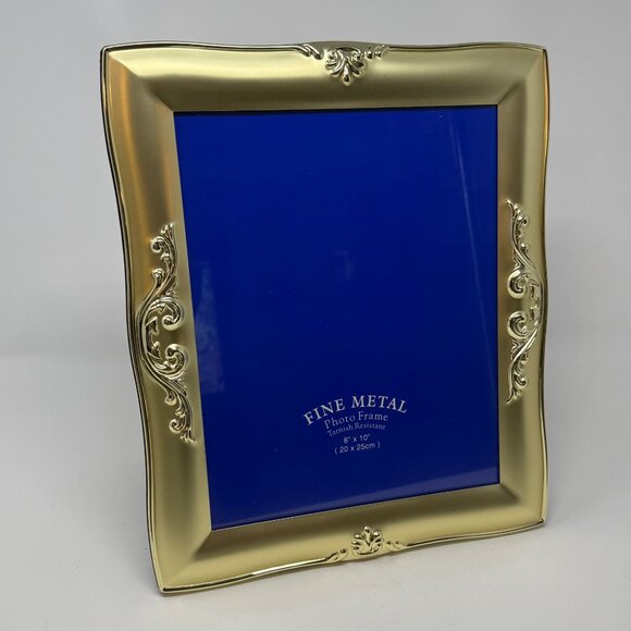 Vintage Brass Gold Photo Picture Frame Ornate 80s 90s Scrolls 8x10 As New Unused - Picture 2 of 5